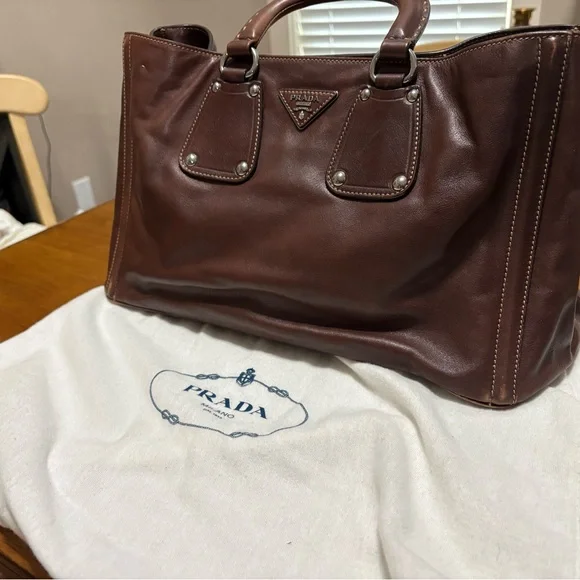 Prada Brown Leather Women's Briefcase - Picture 3 of 5